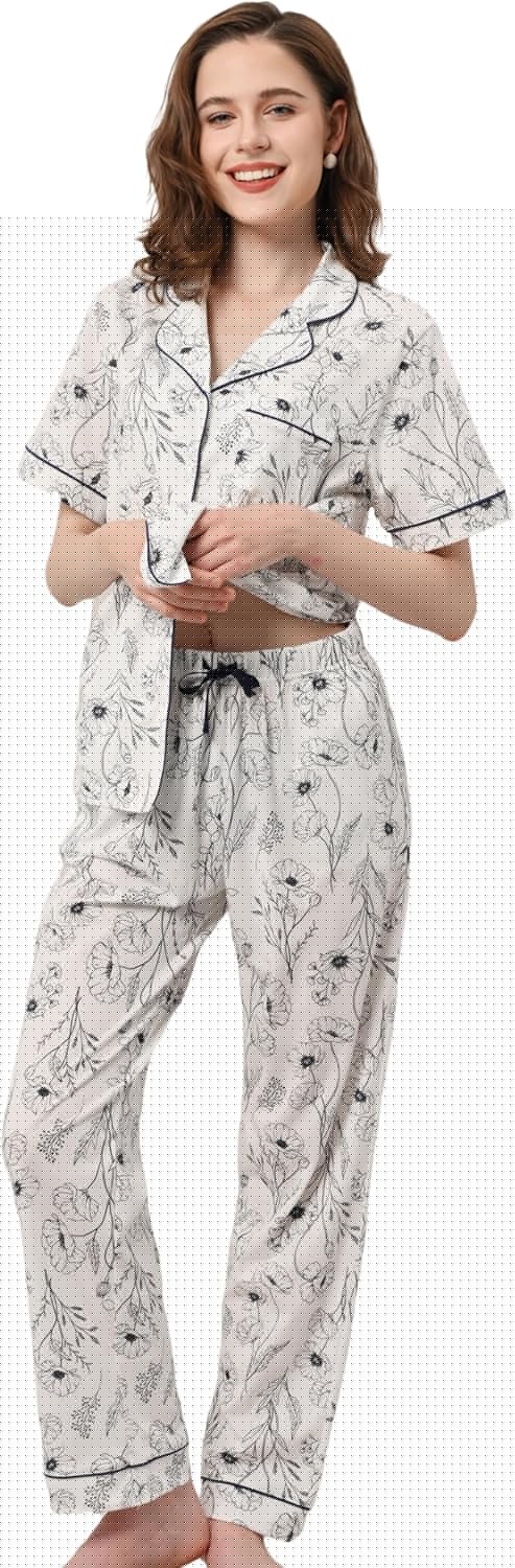100% Cotton Pajamas for Women Sets Soft Sleepwear Loungewear