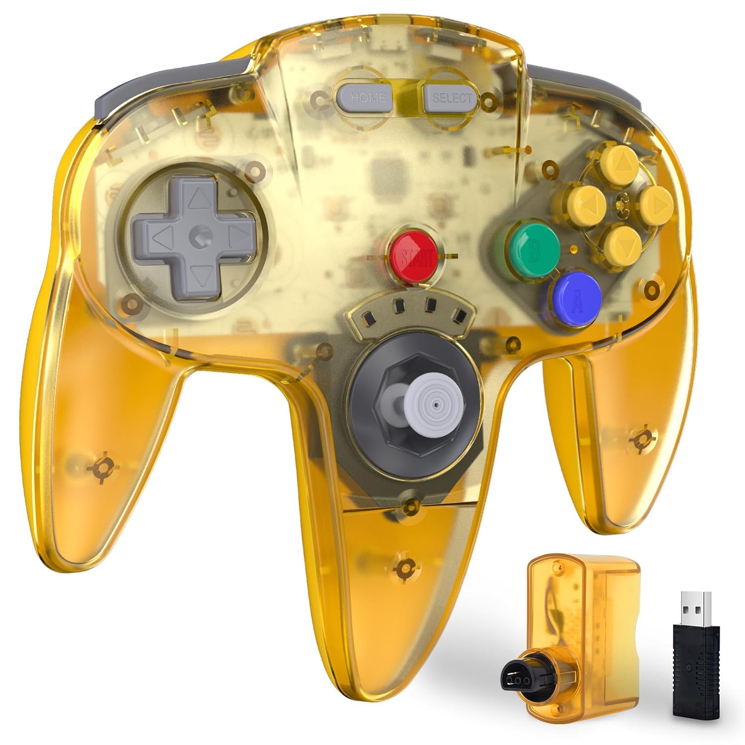 KIWITATA Wireless N64 Controller for Switch Console - Clear Yellow