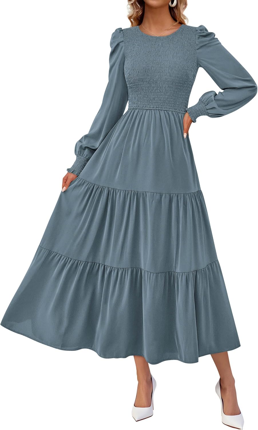 KIRUNDO Long Sleeve Maxi Wedding Guest Dress for Women 2025