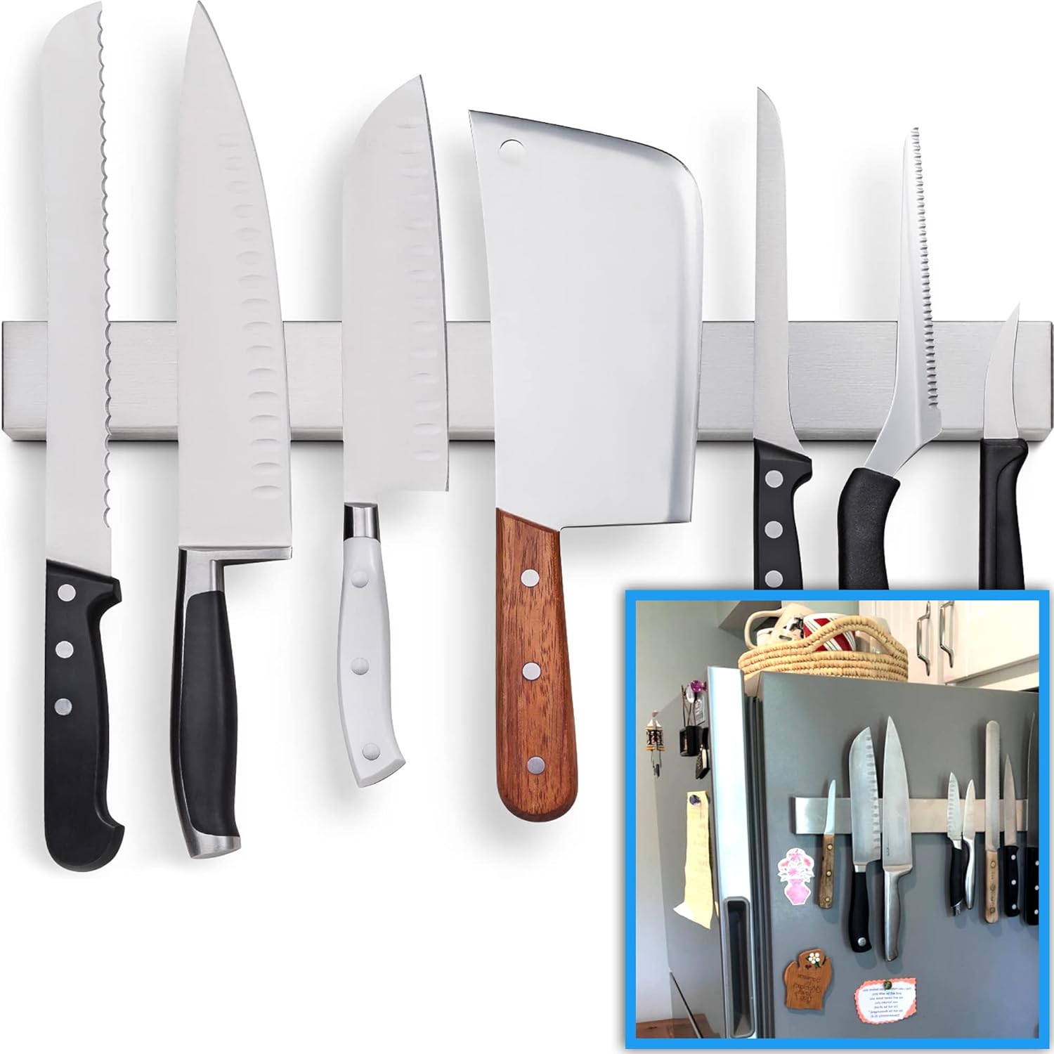 Premium Magnetic Knife Holder for Refrigerator - 17 Inch Strip