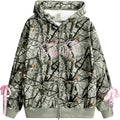 SHENHE Camo Hoodie with Ribbon Bow Graphic