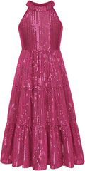 Girls Sequin Dress Maxi Long Formal Party Dress - Elegant Spin