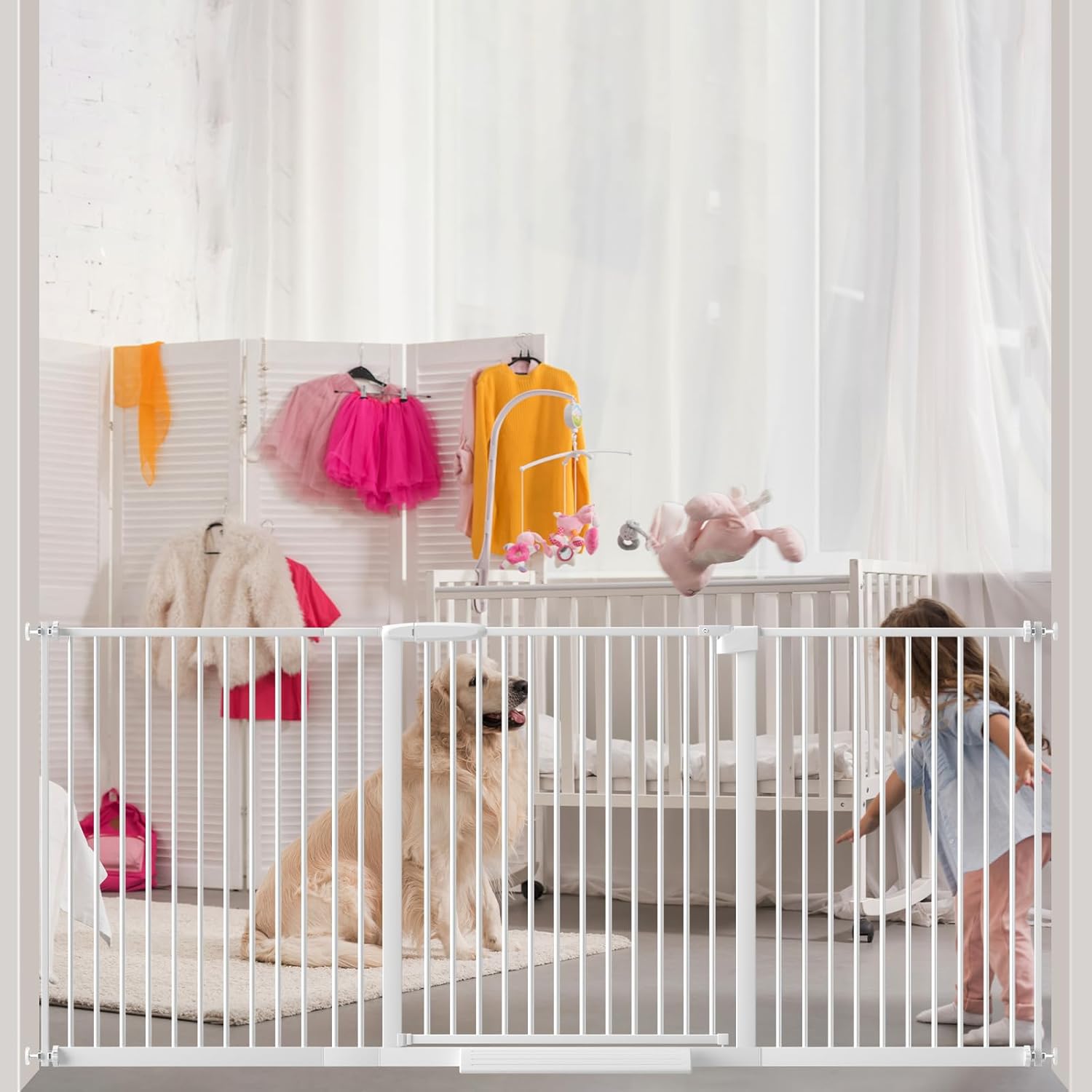Extra Wide Baby Gate with Double Lock for Pets and Kids