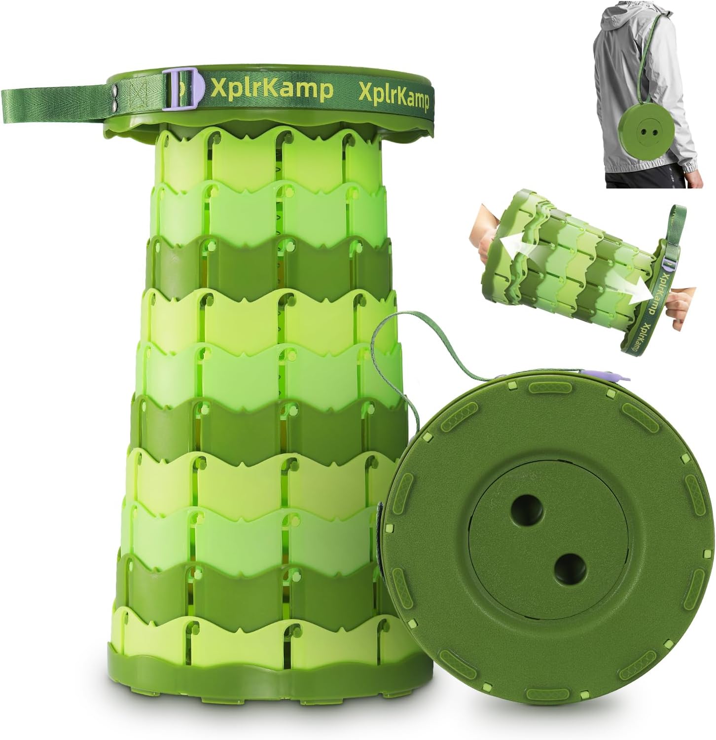 Retractable Folding Stool - Heavy Duty Portable Camping Seat