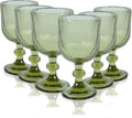 Vintage Green Wine Glasses Set of 6 - Classic Green Goblets