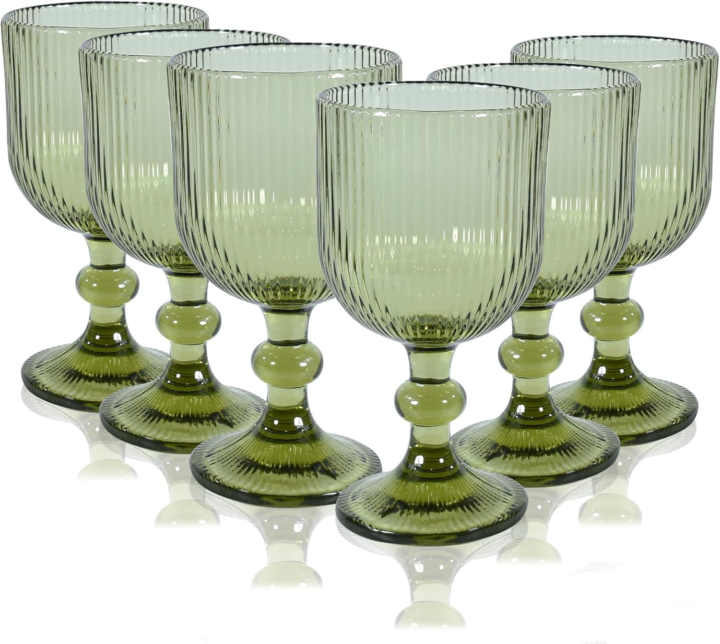 Vintage Green Wine Glasses Set of 6 for Elegant Dining