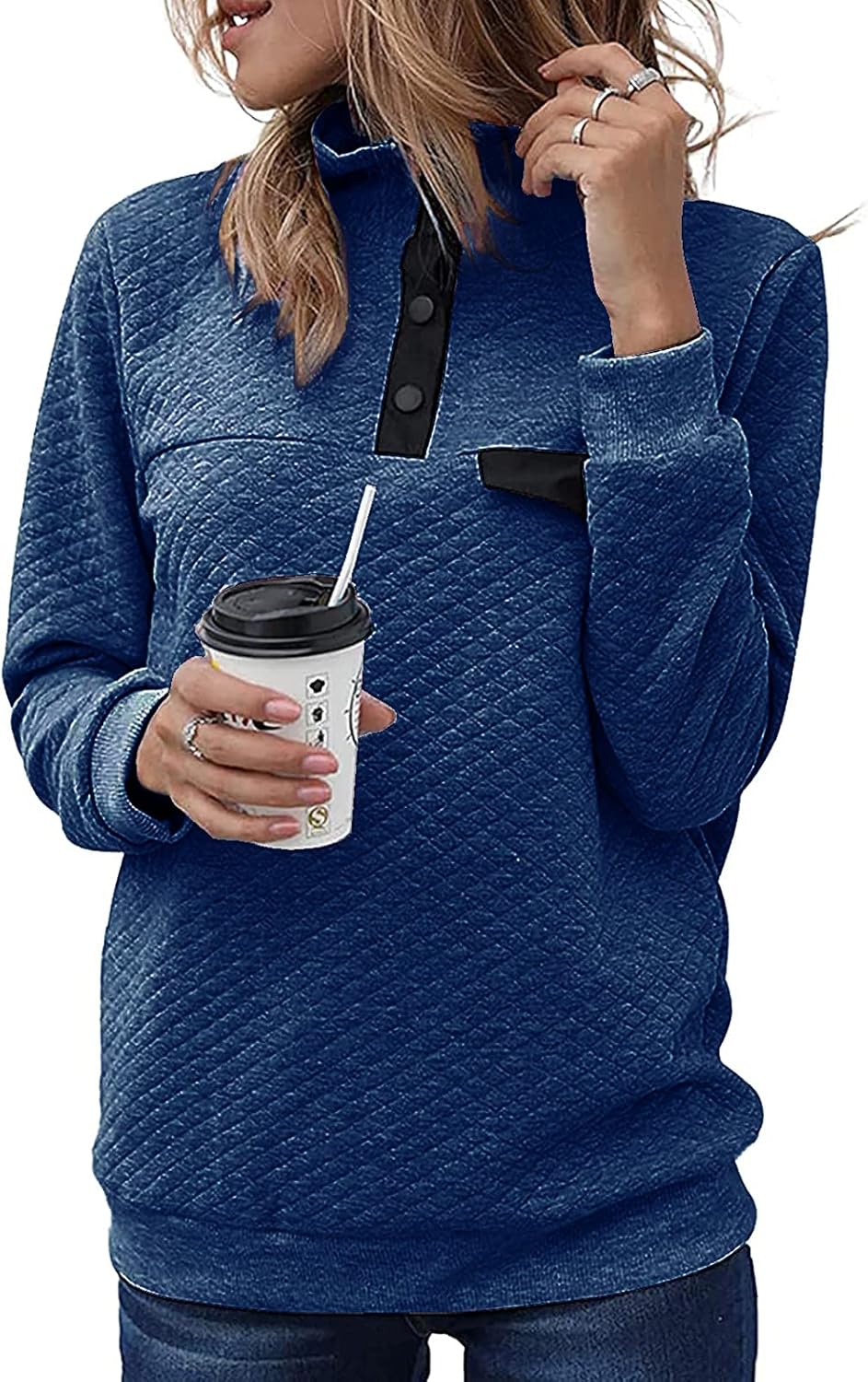 Stylish Lightweight Quilted Pattern Sweatshirt for Women