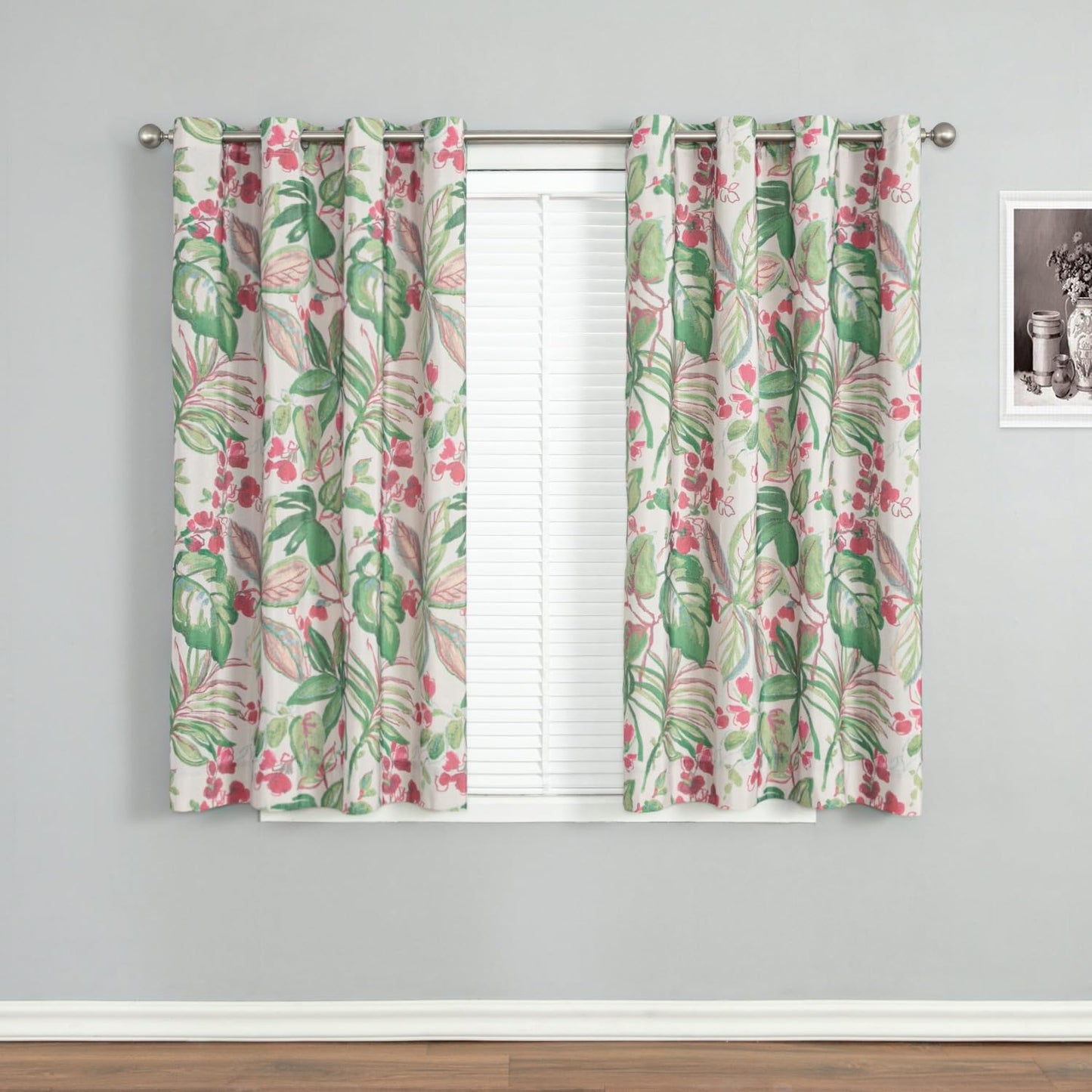 Flower Pattern Garden Curtains - 2 Panels (52x63 Inches)