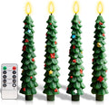 Flameless Christmas Tree Candles 4 Pcs - Safe LED Window Candles