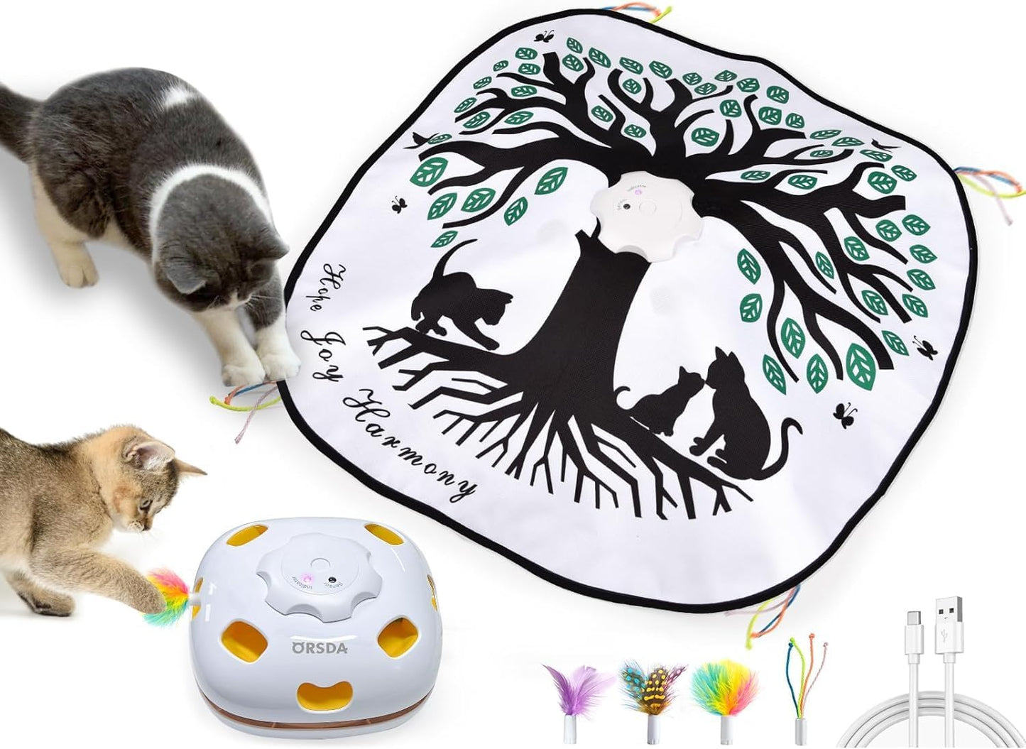 ORSDA 4-in-1 Interactive Automatic Cat Toy for Indoor Cats