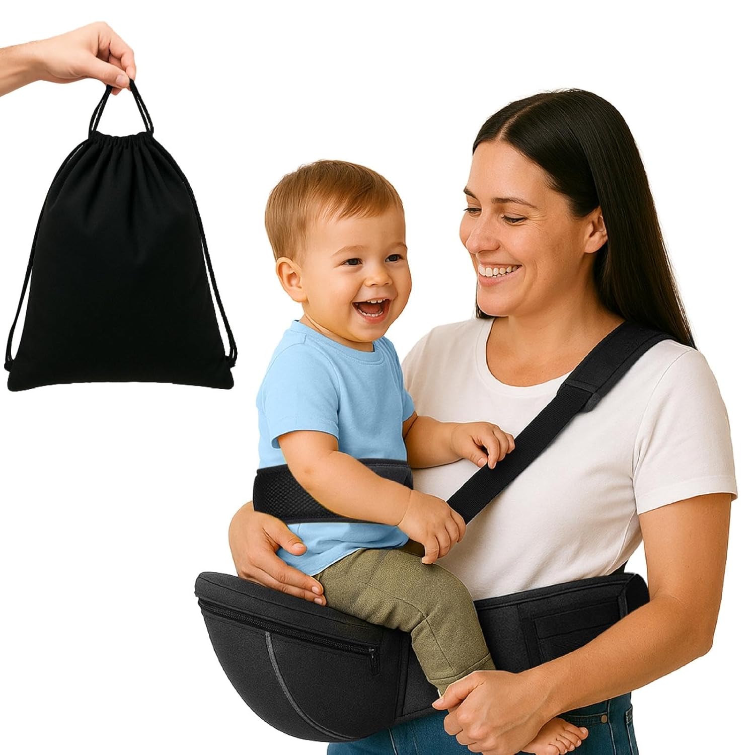 Baby Carrier with Hip Seat for Newborns & Toddlers - Compact Design