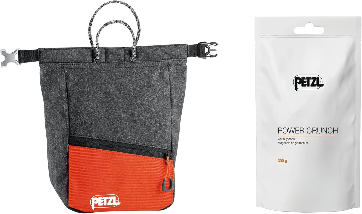 PETZL Large Chalk Bag Set - 300g Power Crunch Chalk - Bouldering Essential