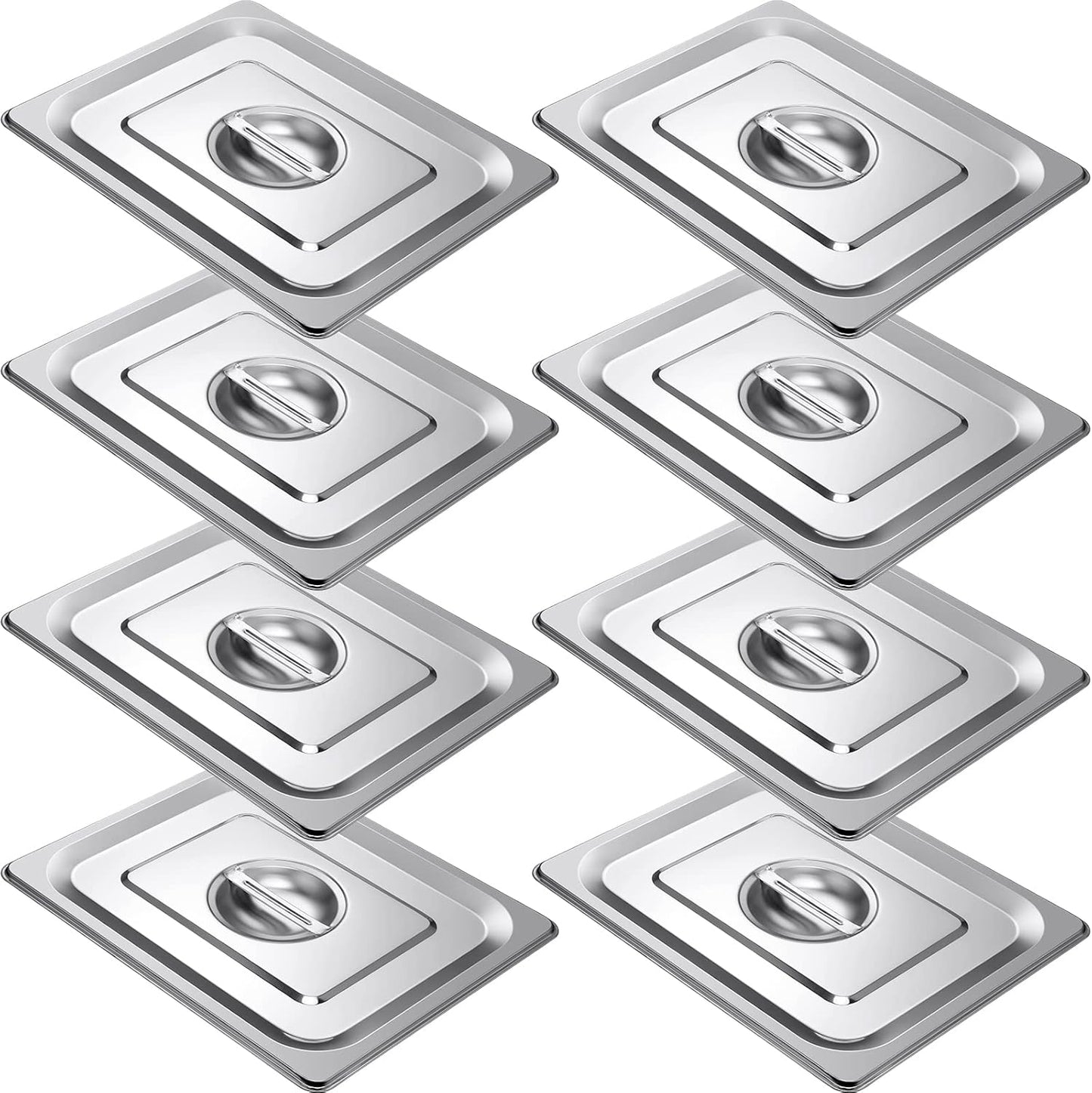 8 Pack Stainless Steel Hotel Pan Lids for Catering and Buffets