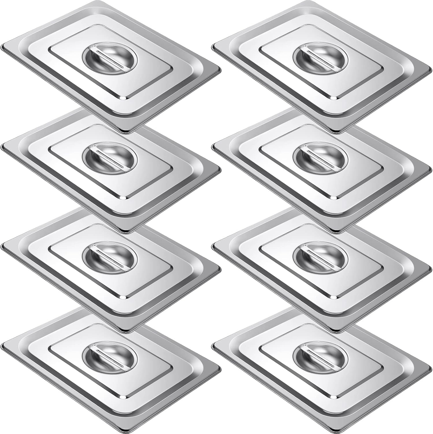 8 Pack Stainless Steel Hotel Pan Lids for Catering and Buffets