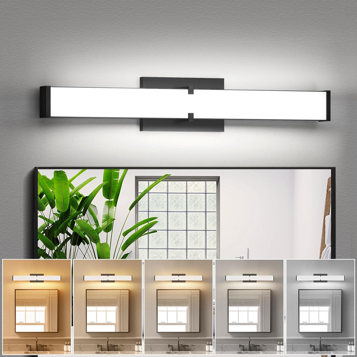 Modern Bathroom Light Fixtures with Dimmable 5CCT Options