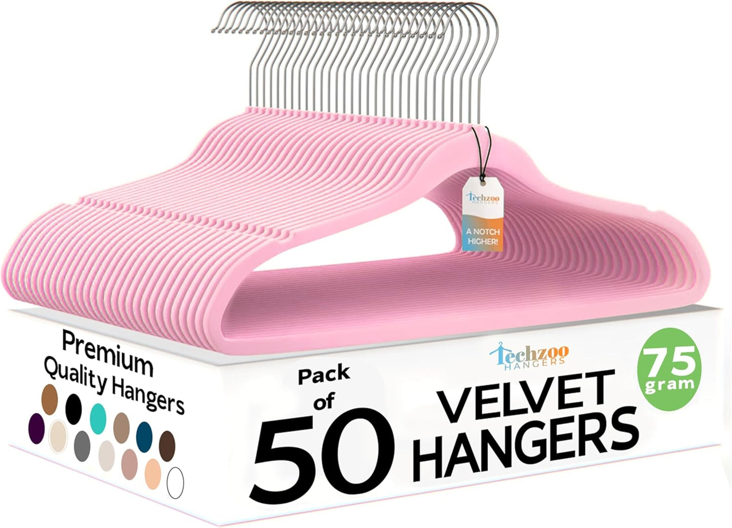 Premium Velvet Hangers 50 Pack Non Slip Space Saving Design