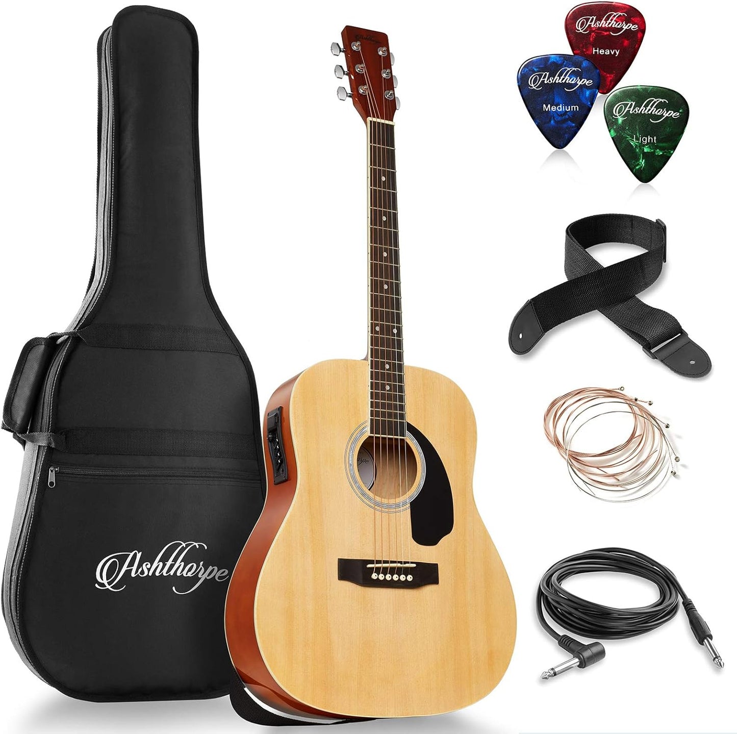 Ashthorpe Acoustic-Electric Guitar Bundle - Premium Tonewoods