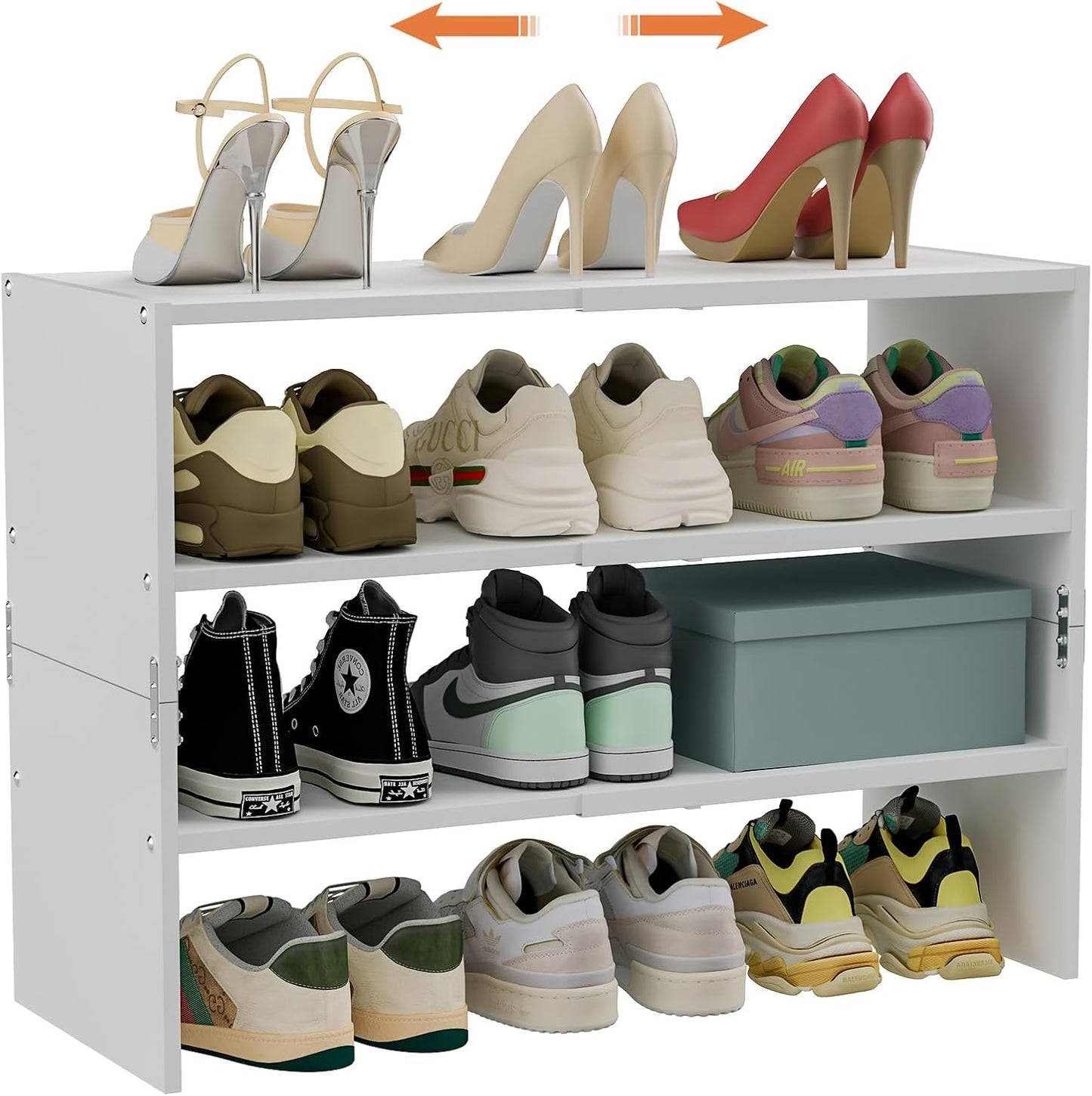 Expandable 3-Tier White Shoe Rack Organizer for Small Spaces