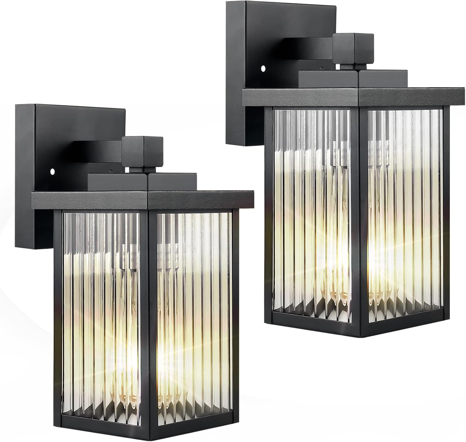 2 Pack Outdoor Wall Lights for Porch Garage with Matte Black Finish