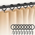 Black Metal Curtain Rings & Hooks Set - Easy Curtain Installation