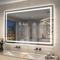 55x36 Large LED Mirror for Bathroom - Dimmable Double-Light Vanity