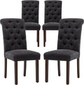 COLAMY Button Tufted Dining Chairs Set of 4 - Comfortable Linen