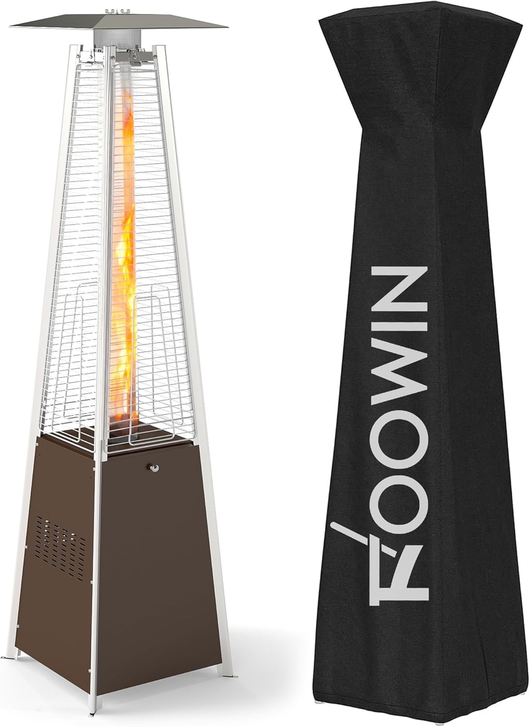 FOOWIN 48,000 BTU Patio Heater with Wheels for Outdoor Use