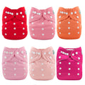 Alvababy 6 Pack One Size Cloth Diapers with 12 Inserts - Reusable