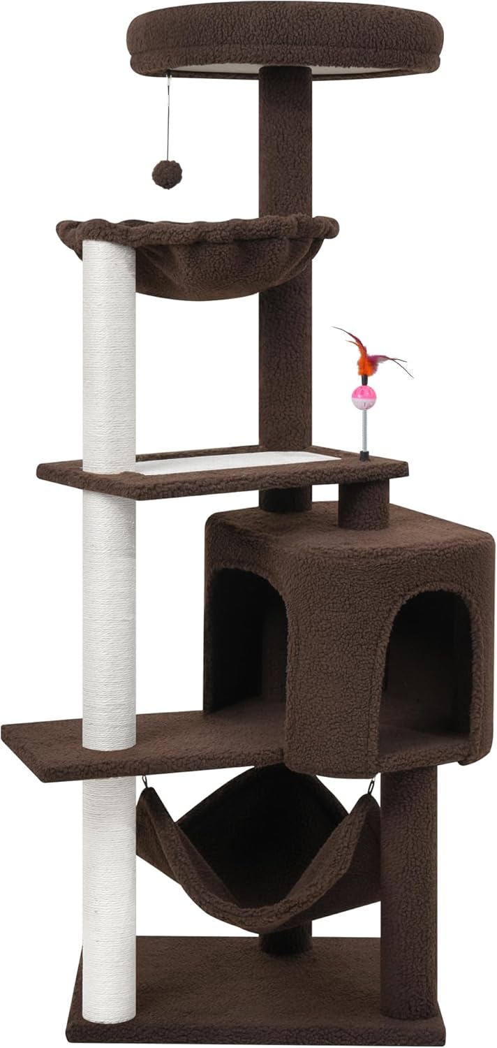 YUNIQUE Cat Tree with Big Hammock and Scratch Posts for Cats