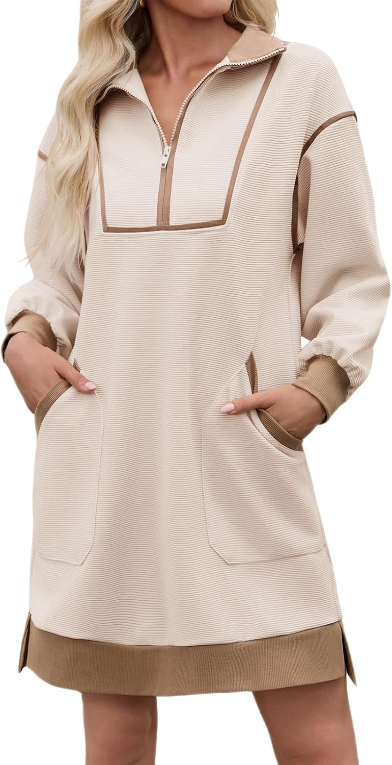 Wenrine Women's Oversized Sweatshirt Dress for Casual Fall Style