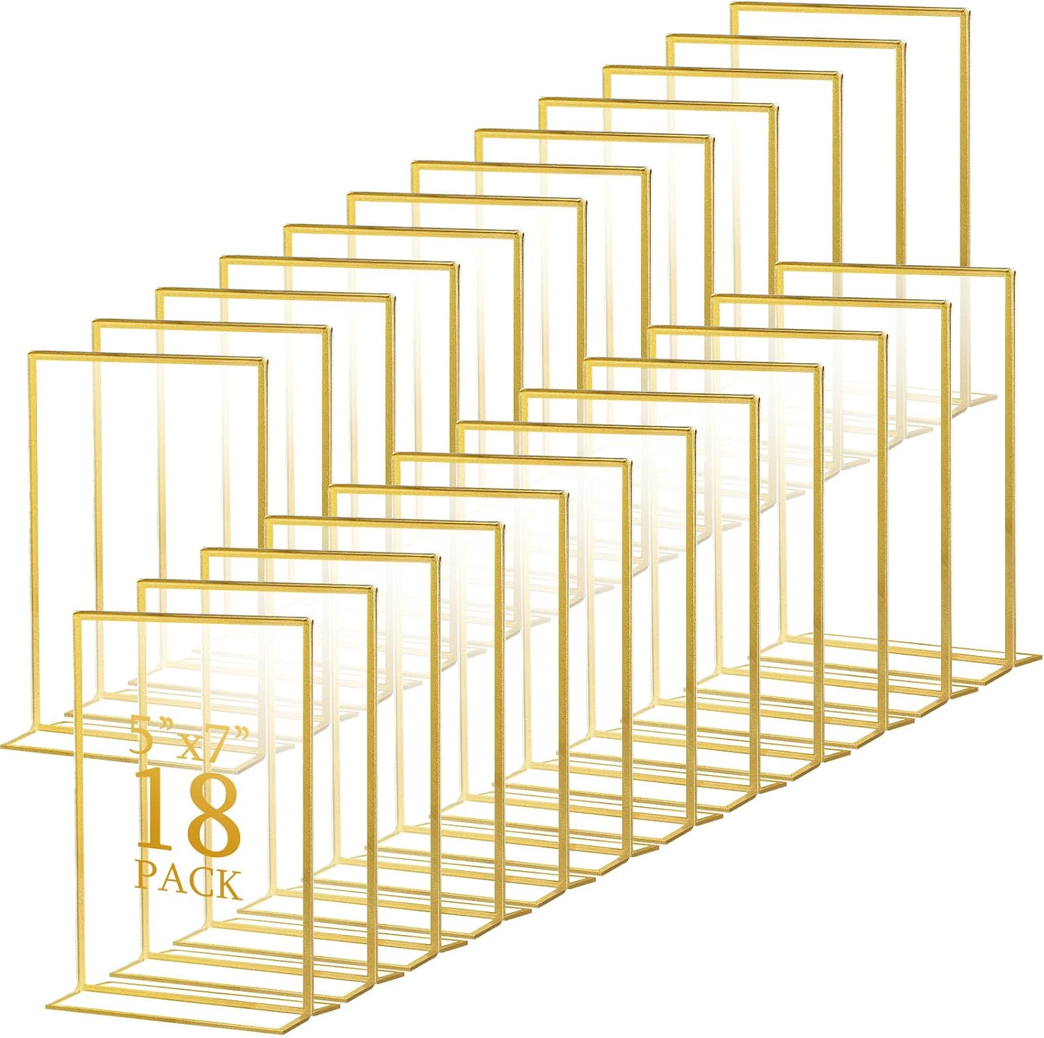 Hoteam 18 Pack Acrylic Sign Holder 5 x 7 Inch Gold Frames