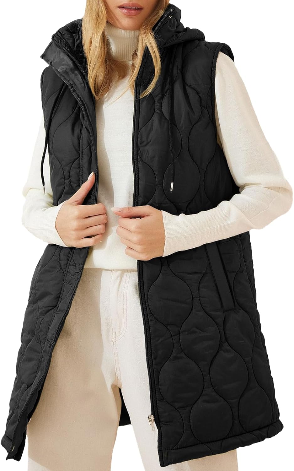 Lightweight Sleeveless Hooded Puffer Vest for Women Warmth