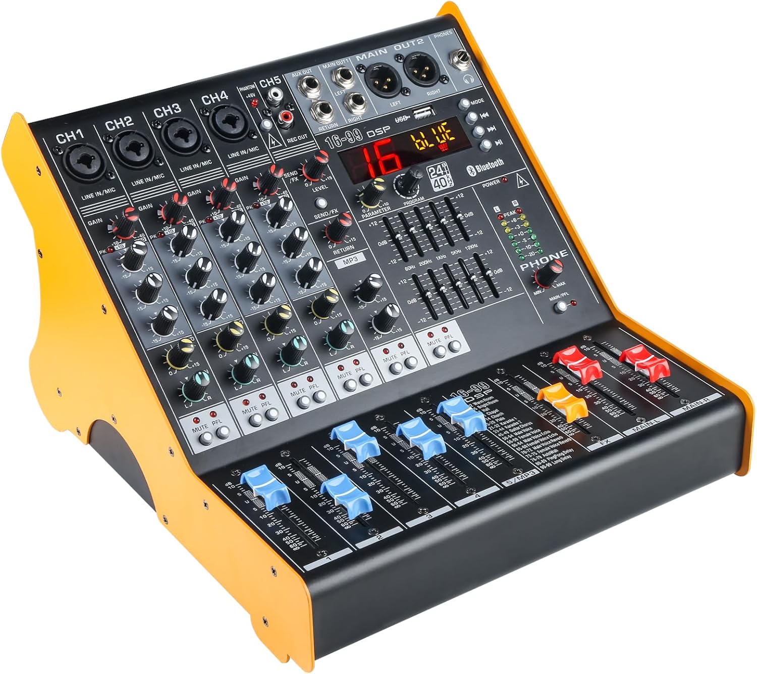 5 Channel Audio Mixer with Bluetooth and 180W Power Output