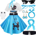 Women's 10 pack 1950s sock hop costume sets featuring poodle skirts