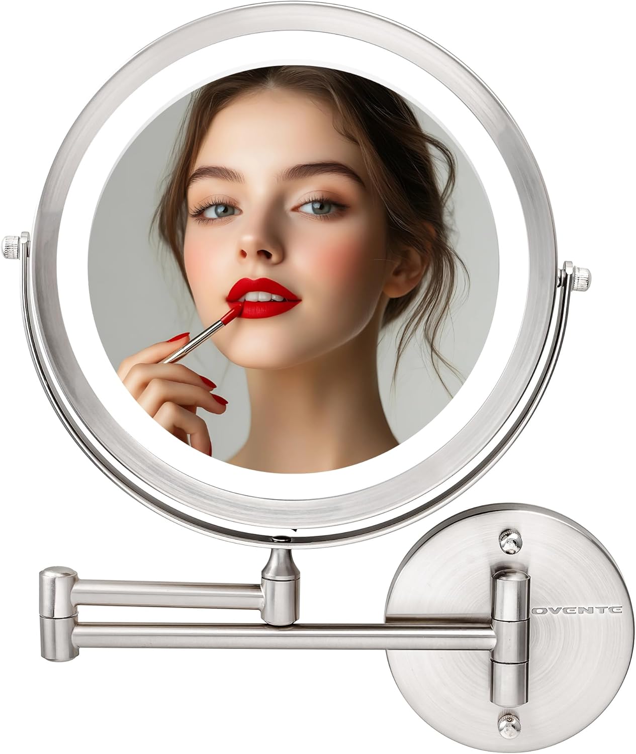 OVENTE Wall Mounted Lighted Makeup Mirror with 10X Magnification