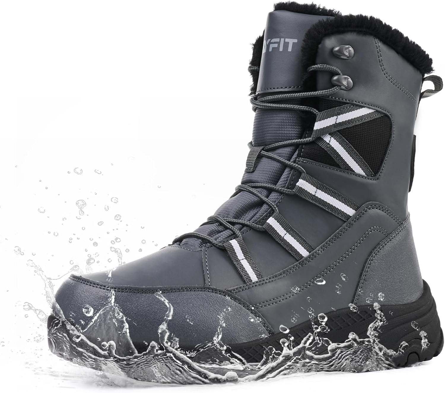 Snow Boots for Men Waterproof Mid-Calf Booties for Winter Hiking