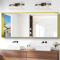 Gold Bathroom Mirror 72x30 in Rectangular Framed Mirror - Clear, Large