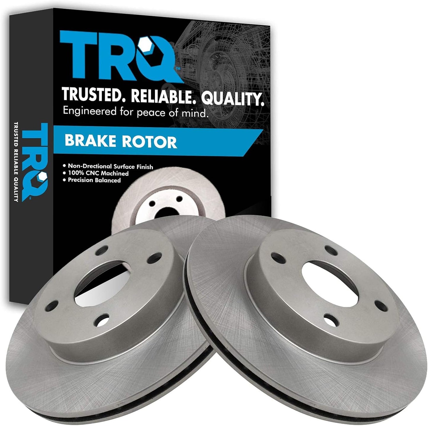 TRQ Front Brake Rotors Set Vented for 1990-1993 Mazda Miata