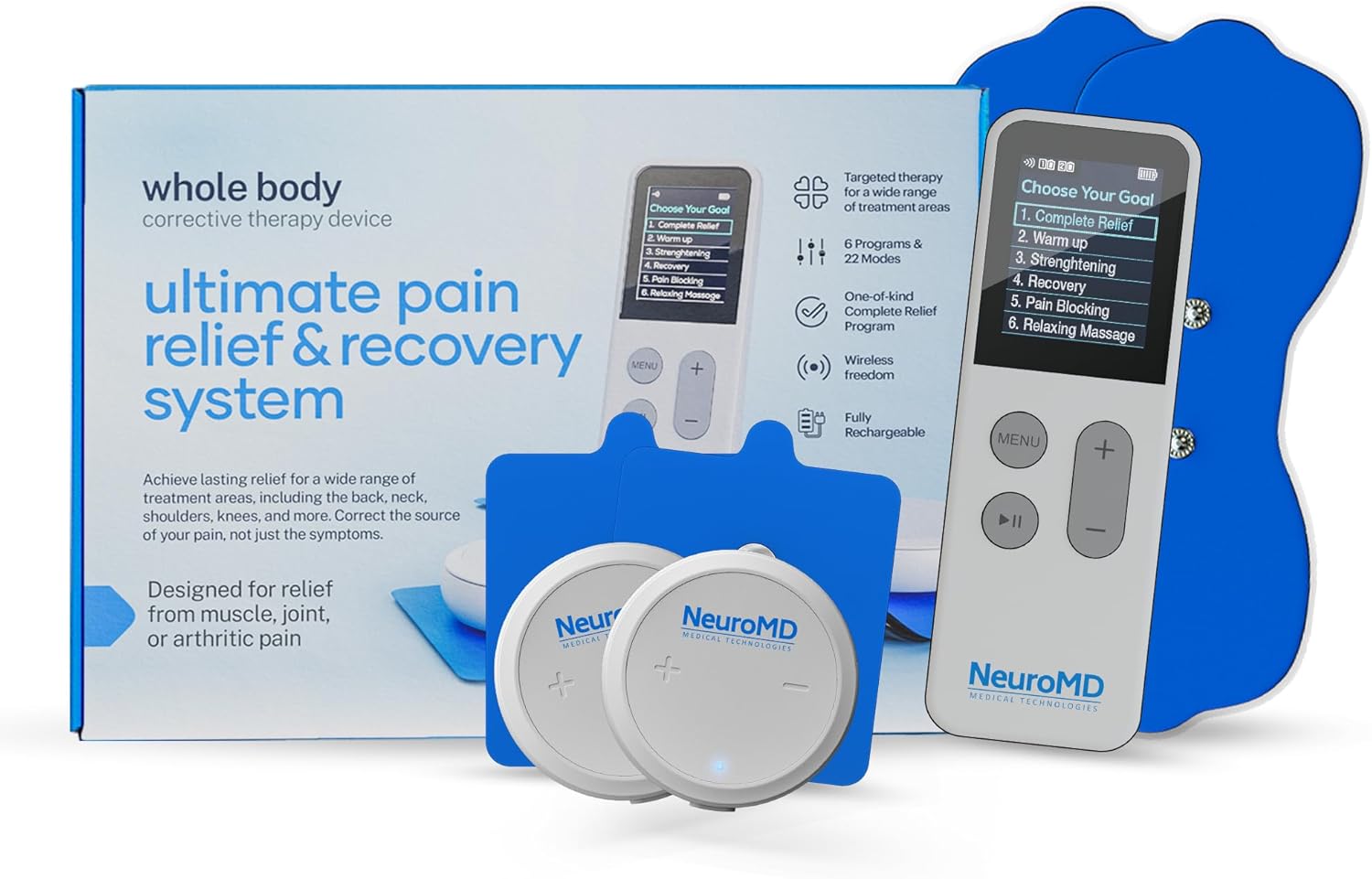 NeuroMD Wireless TENS Unit for Pain Relief and Muscle Strengthening
