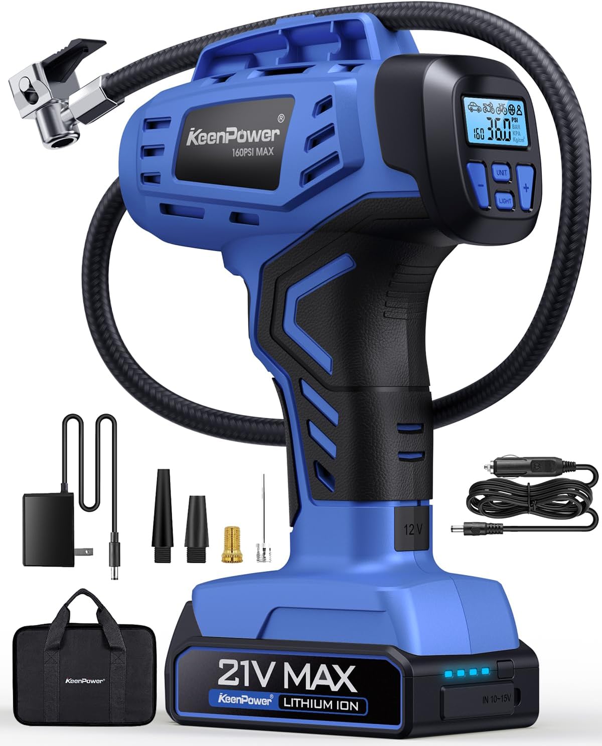 KeenPower Cordless Tire Inflator: Portable Powerhouse for Easy Inflation