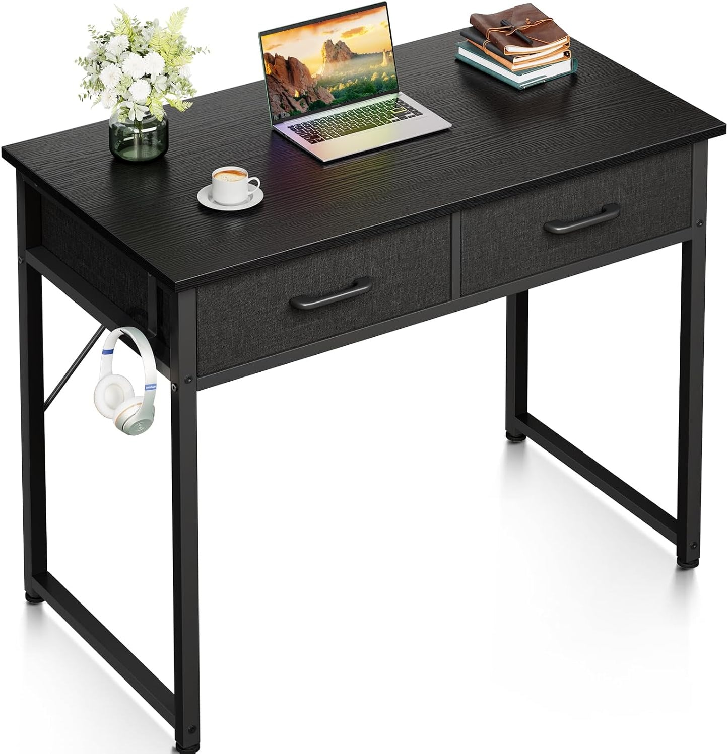 Compact 32 Inch Office Computer Desk with 2 Drawers for Small Spaces
