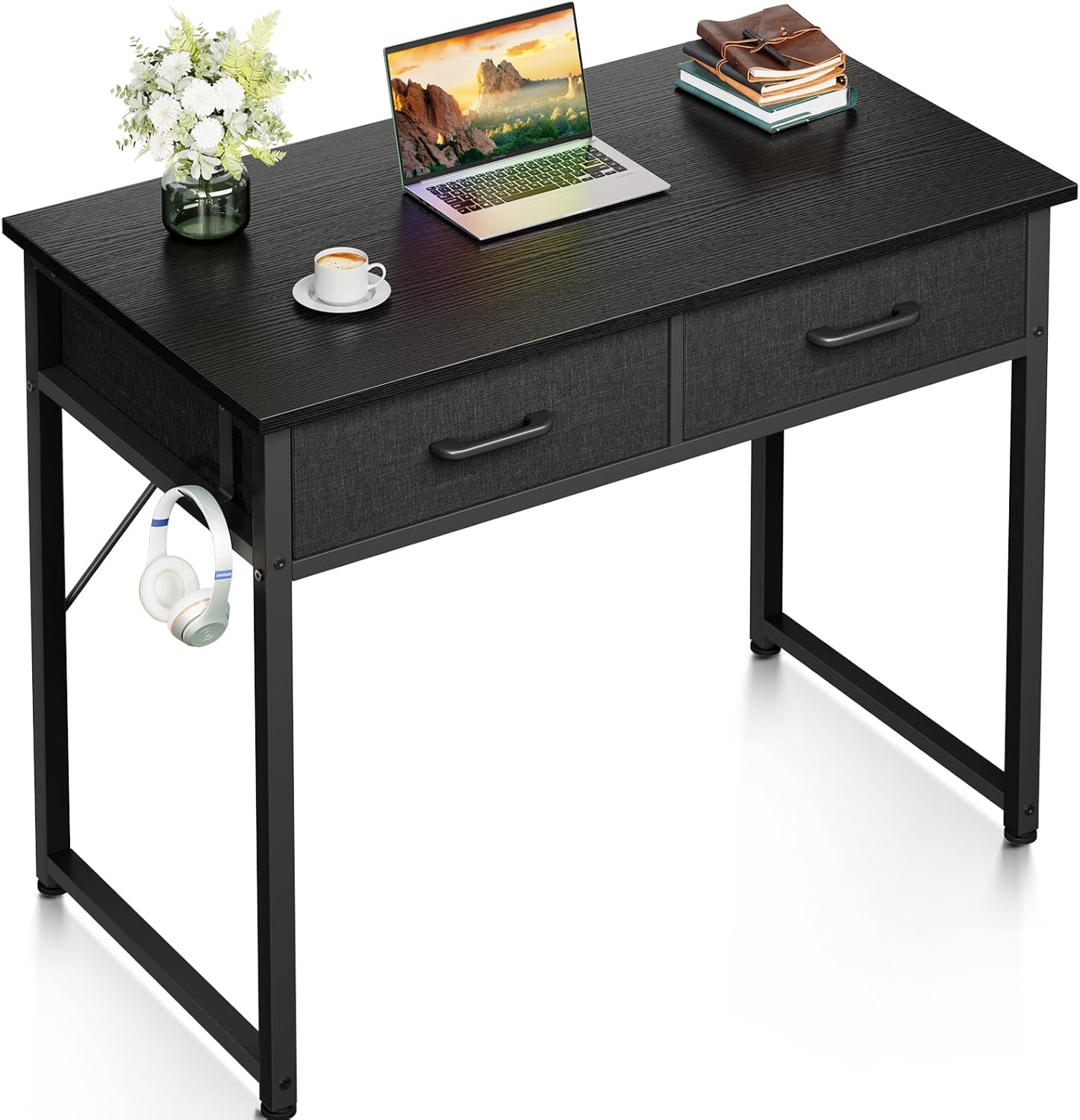 Compact 32 Inch Office Computer Desk with 2 Drawers for Small Spaces