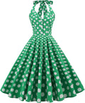 Women 50s Vintage Polka Dot Halter Swing Dress - Flattering Fit dots