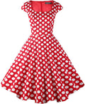 PUKAVT 1950s Inspired Swing Dress for Women with Functional Pockets