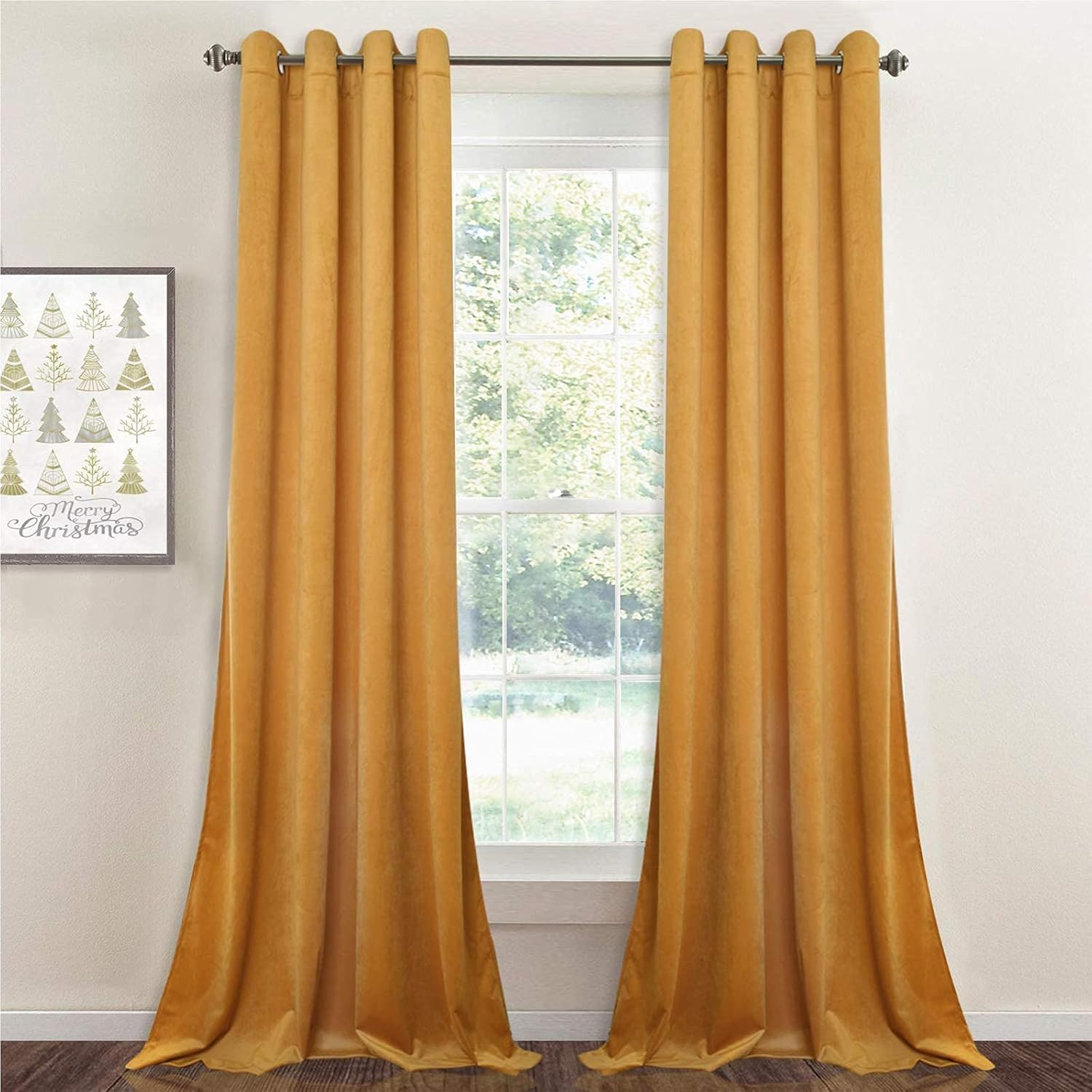 StangH Gold Velvet Curtains - Soft Light Blocking Drapes 84in