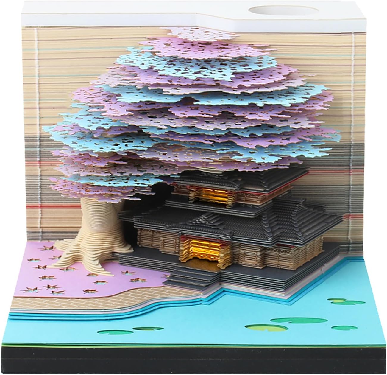 3D Memo Pad with Light - Purple Tree House Notepad for DIY