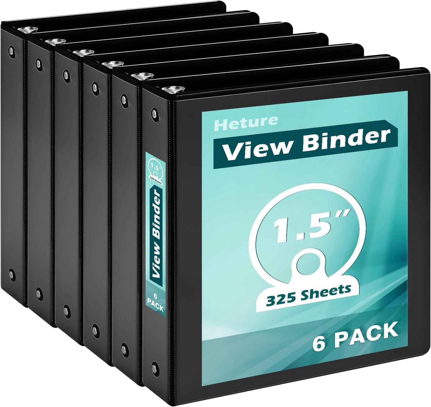 3 Ring Binder 1.5 Inch 6 Pack for Office, School and Home