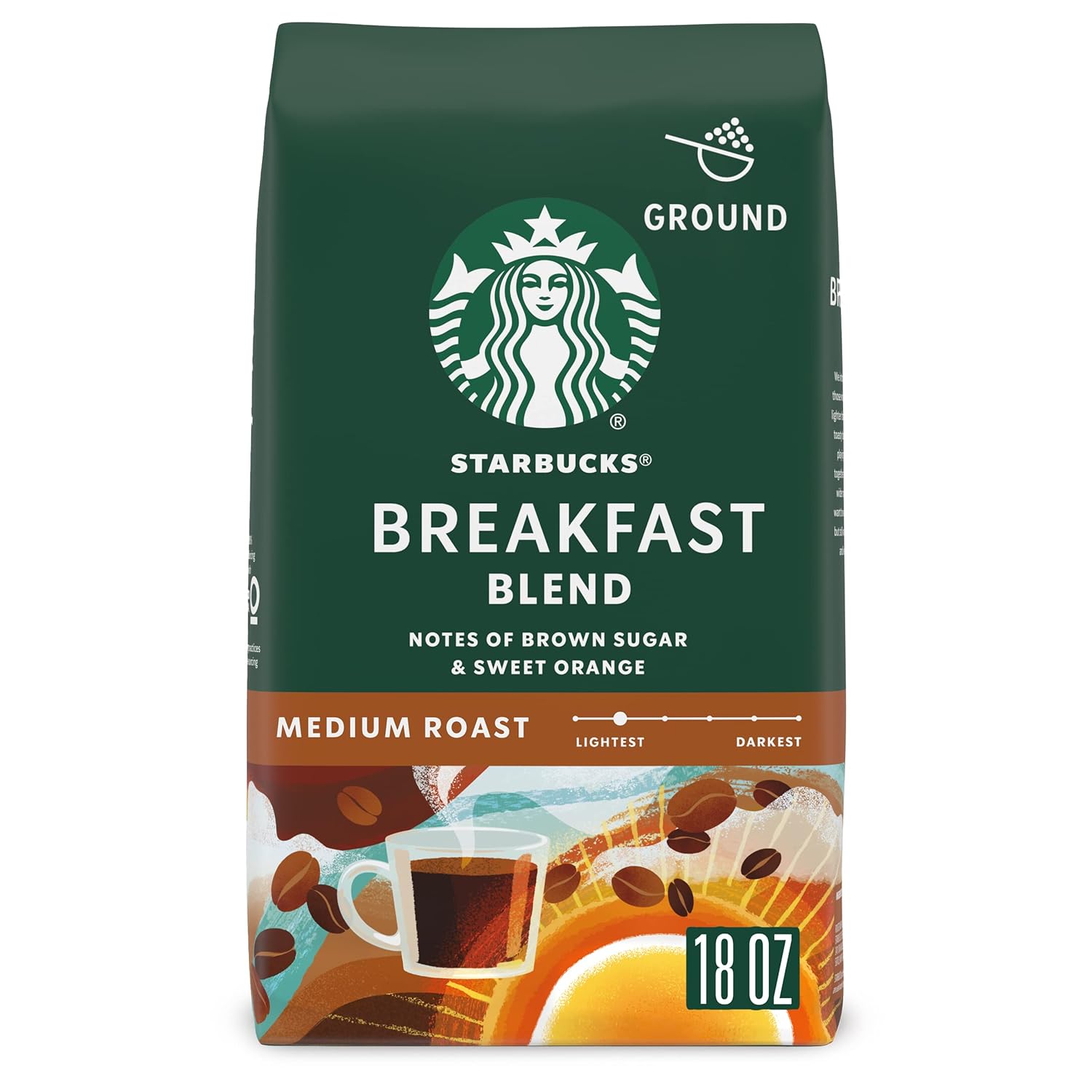 Starbucks Breakfast Blend Ground Coffee - Medium Roast Arabica