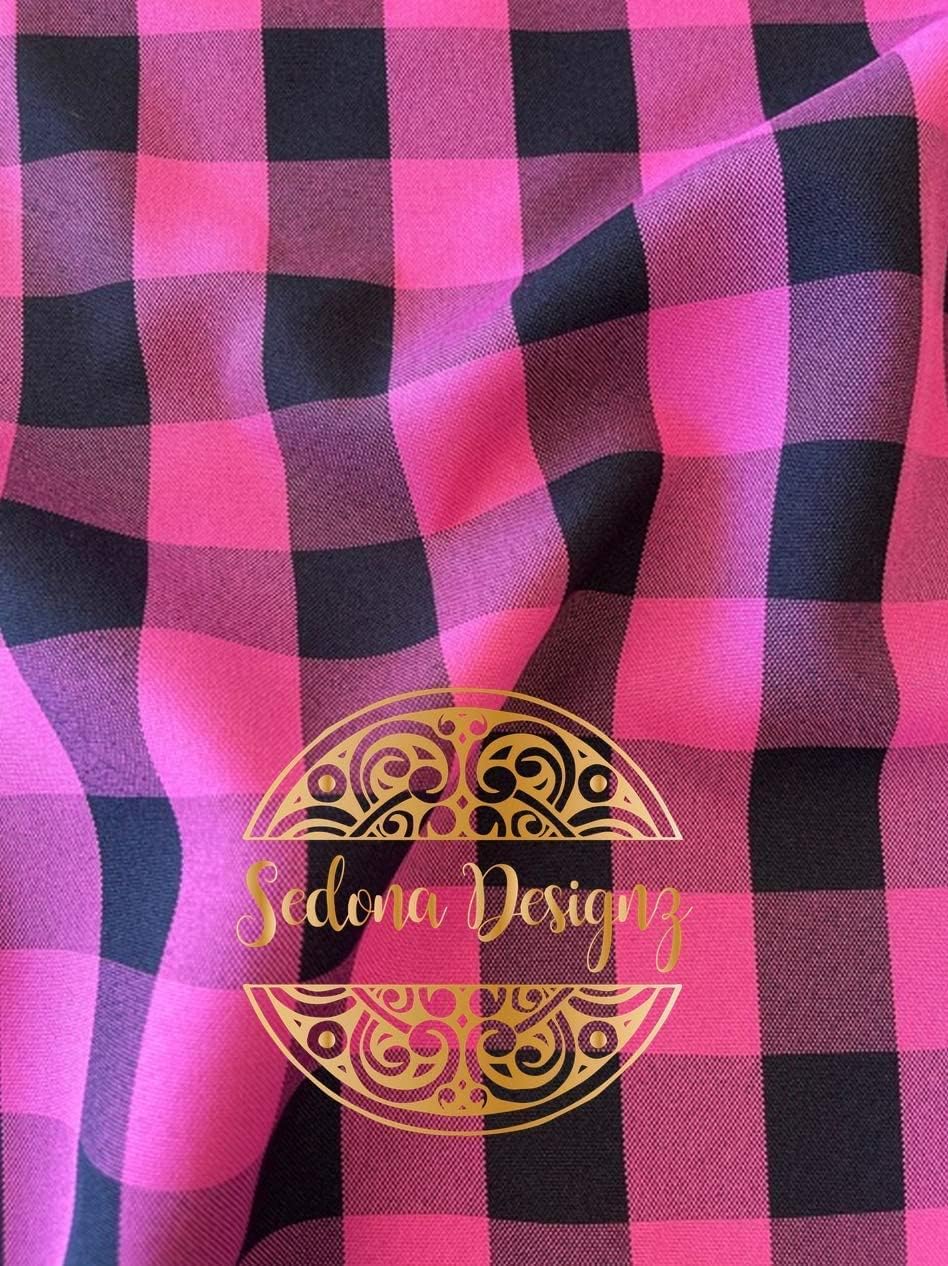 1in Checkered Gingham PolyPoplin Fabric for Sewing and Crafts