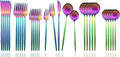 Flatware Silverware Set 30-Piece Matte Rainbow Cutlery - Service for 6